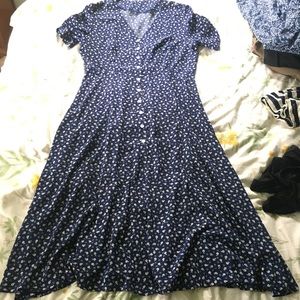 Navy floral midi dress size large